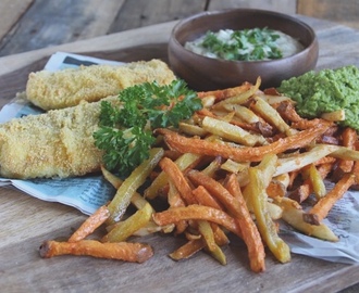 Gezonde fish and chips met groentefriet