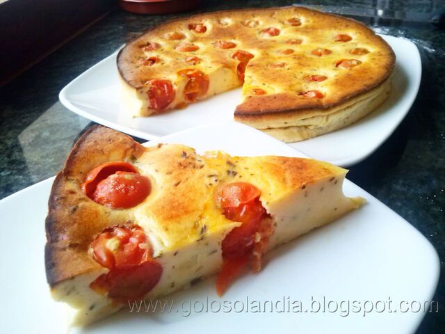 Pastel salado de queso y tomates cherry (tarta salada de queso)