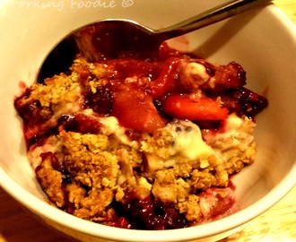 Apple and Blackberry Flapjack Crumble with Custard (includes Thermomix method)