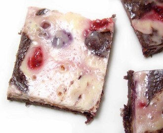 Brownie Marmolado con Cheesecake de Frutos Rojos (sin gluten)