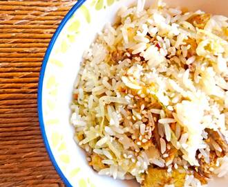 Delicioso y nutritivo arroz vegetariano con berenjenas para re chuparse los dedos!!