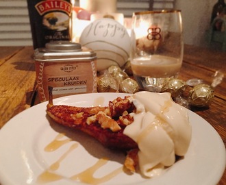 Goddelijk dessert: gegrilde peer met fluweelzachte Bailey’s saus