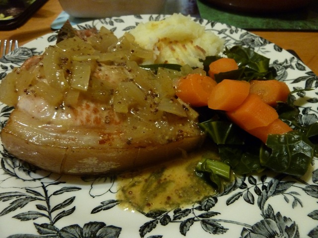 Pork chop, with mustard and cider sauce and mash
