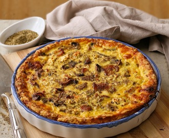 Bacon and Mushroom Quiche (with the tastiest quiche crust ever!)