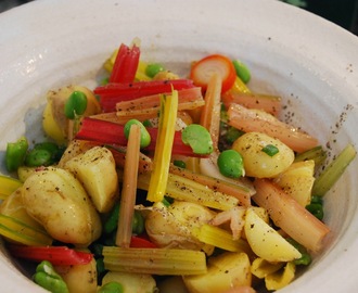 Var dags gröna mat - Sallad på bondbönor, mangold och "härochdär-potatis"