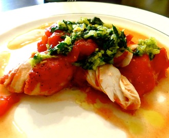 fennel baked fish topped with parsley gremolata