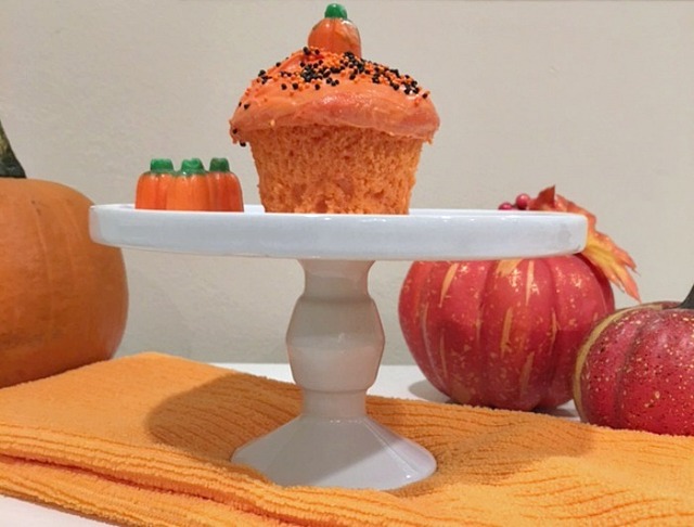 Cake Mix Bright Orange Halloween Cupcakes