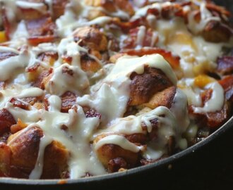 Breakfast Casserole with Bacon and a Bourbon Drizzle