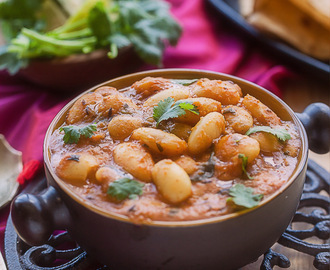 Lima beans in Tomato Gravy- A no onion, no garlic recipe