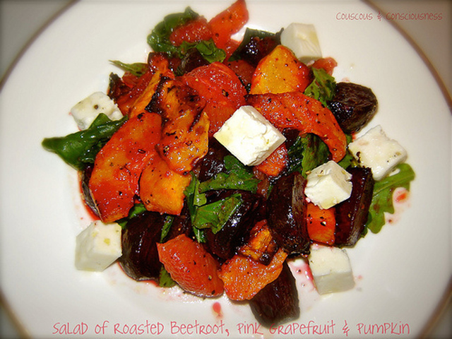 Salad of Roasted Beetroot, Pink Grapefruit & Pumpkin