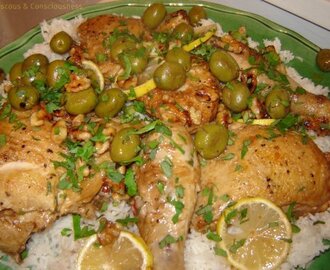 Sauteed Chicken with Green Olives and White Wine