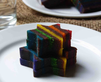 Kek Lapis Coklat Pelangi / Rainbow Chocolate Layer Cake