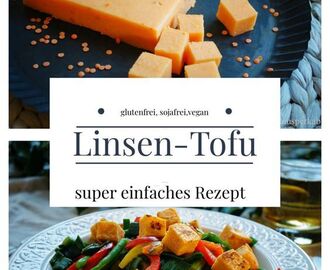 Kross gebratene Linsenwürfel (Linsentofu) auf Safran-Wokgemüse/ crispy roasted lentil tofu with saffron vegetables
