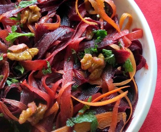 Purple and Orange Carrot Salad with a Walnut Oil Dressing