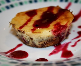 Honey Mustard and Blackcurrant Cheesecakes