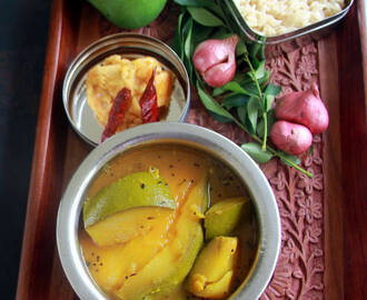 Raw mango Sweet Sambar with Toor Dal  Recipe - Mango recipes - Sambar recipes