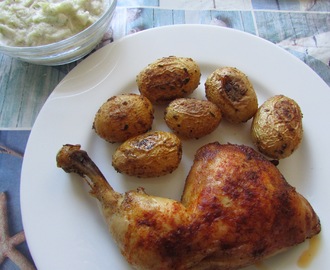 Udka z kurczaka w musztardzie z pieczonymi ziemniaczkami