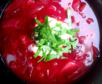 Red vegetables soup, great source of vitamins, minerals and antioxidants