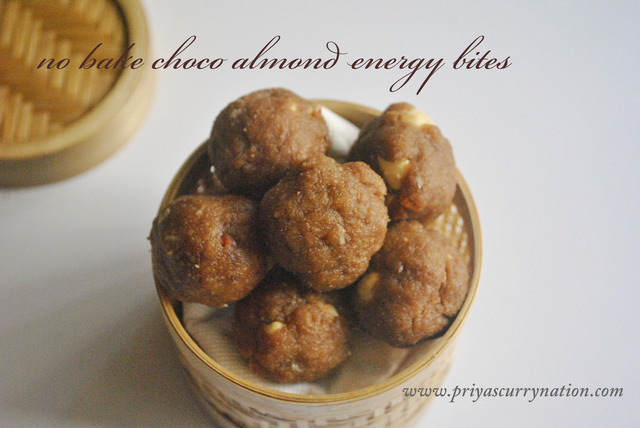 easy chocolate almond energy bites recipe, easy simple no bake energy bites recipe