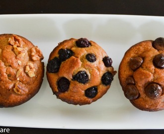 Healthy Breakfast Muffins / Banana Walnut Muffins / Banana Bread / Banana Blueberry Muffin