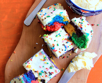Eggless rainbow cake Recipe - Rainbow cake with Cream cheese frosting recipe - Baking recipe - Cake recipe - Eggless Cake recipesWhen w