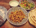 "Turkish"spiced Quorn with Super Easy Homemade Flatbreads