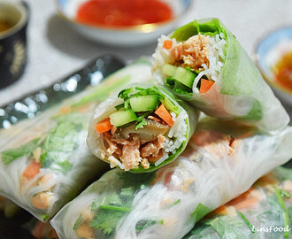 Vietnamese Spring Rolls (Gỏi Cuốn) with Salmon and Shiitake