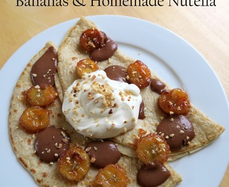 Pancakes with Caramelised Bananas & Homemade Nutella