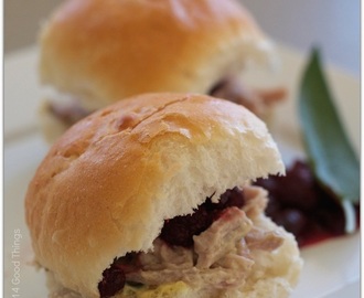 Pulled pork buns with sage butter and spiced cranberries