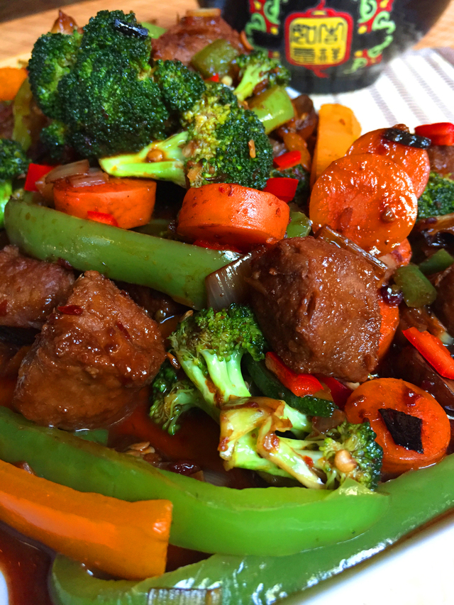 Spicy Vegan Szechuan Beef & Vegetable Stir-Fry
