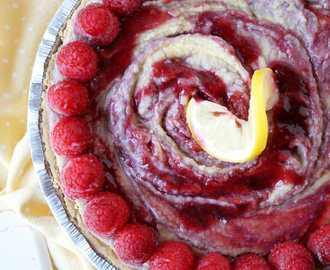 vegan lemon raspberry cheesecake pie