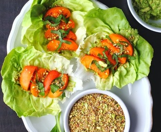 Avocado & Apricot Salad Wraps with Pistachio Dukkah