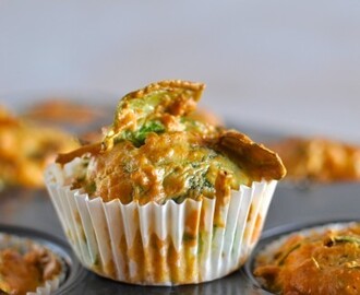 Savoury muffins with feta pumpkin and spinach