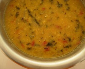 Fenugreek leaves and dal (lentils) curry