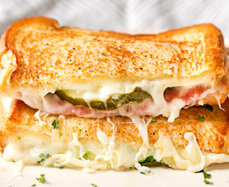 Salami and Pickle Grilled Cheese