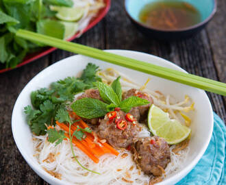 Vietnamese inspired Pork Balls on Rice Vermicelli