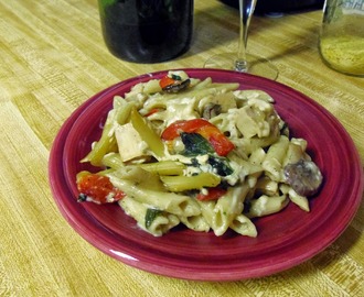 Chicken, Spinach and Mushroom Pasta Bake
