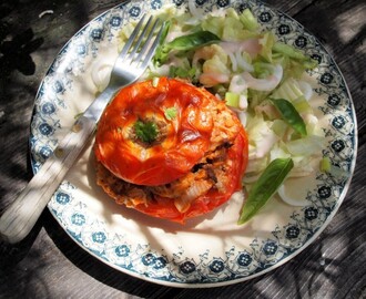 Frugal but Comforting Family Fare: Stuffed Tomatoes with Herbs & Oats (Gluten Free)