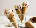 Strawberry-vanilla ice cream with chocolate