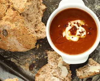 Spicy Roast Red Pepper and Tomato Soup