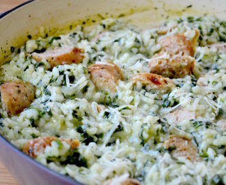 Parmesan Risotto with Spinach and Chicken Sausage