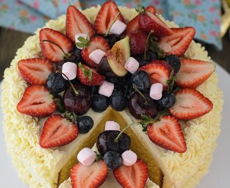Butter Cake with Fresh Cream and Summer Fruits