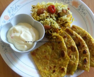 Paneer and cheddar cheese stuffed parathas