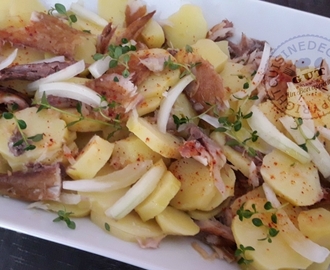 Salade de pommes de terre et maquereaux fumés marinés au thym citron