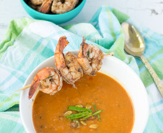 Delicious Spicy Butter Bean Soup with Jerk Shrimp