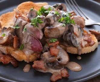 Sautéed chicken livers and mushrooms on toast recipe