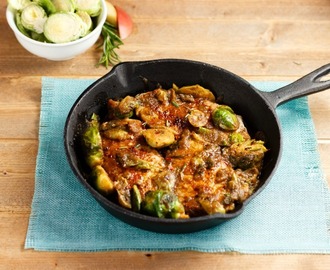 One Pan Pork Chop Bacon Brussels Sprout Skillet