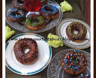 Eggless Chocolate Glazed Doughnuts / Donuts