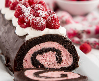 Raspberry Chocolate Swiss Roll