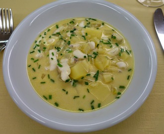 Fischsuppe mit Kartoffeln und Fenchel, Schweinsfilet im Teig, Panettone-Orangen-Tiramisu - Hobbychochmenü 19.3.15